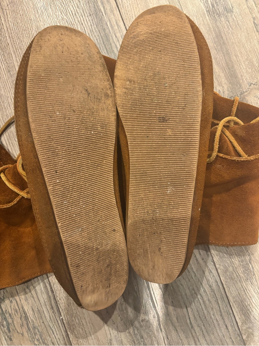 Minnetonka Cognac Suede Lace-Up Tall Moccasin Boots - Picture 3 of 3